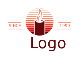 religious logo flaming candle in stripe circle