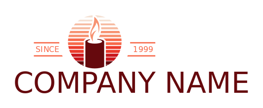 religious logo flaming candle in stripe circle