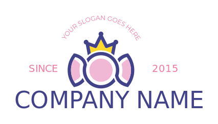 create a candy shop logo in wrapper with crown