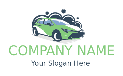 car wash logo bubbles on sports car