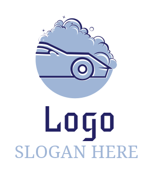 car wash logo outline with wheels and bubbles