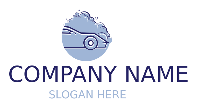 car wash logo outline with wheels and bubbles
