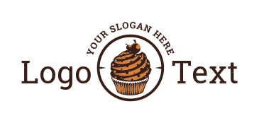 bakery logo caramel cupcake in circle