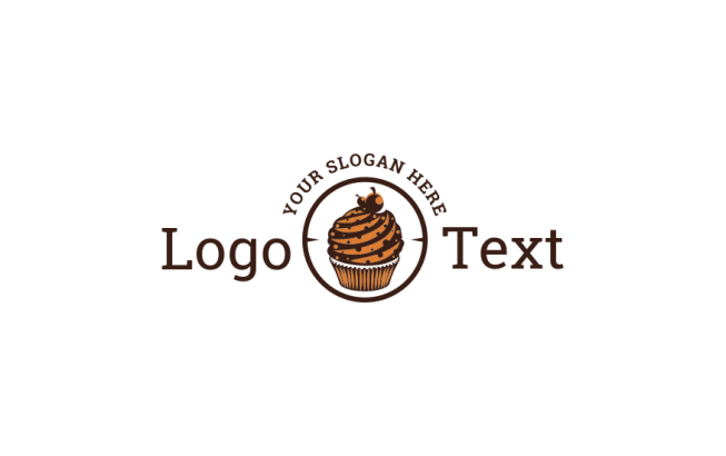 bakery logo caramel cupcake in circle