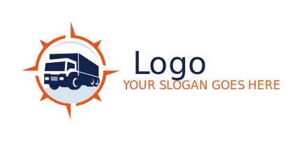 logistics logo maker cargo truck set in compass - logodesign.net