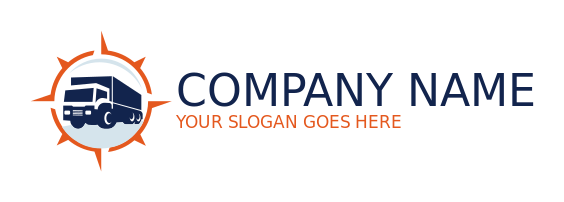 logistics logo maker cargo truck set in compass - logodesign.net