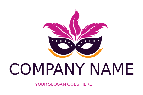 Beauty logo carnival mask with feathers