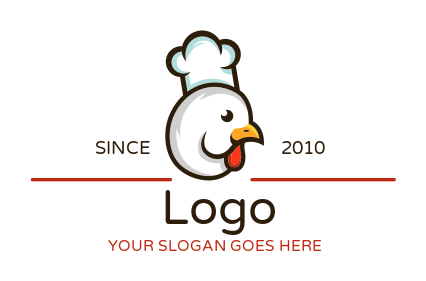 cartoon chicken head wearing chef hat | Logo Template by 