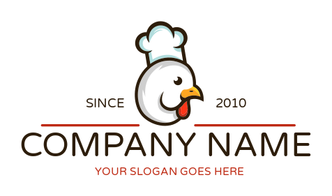 restaurant logo chicken head cartoon in chef hat