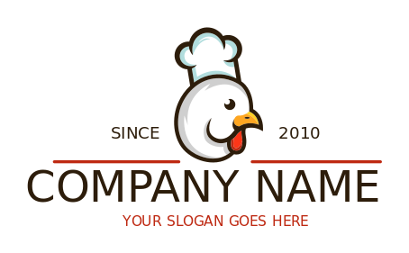 restaurant logo chicken head cartoon in chef hat