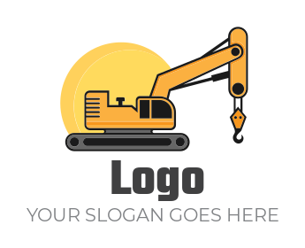 cartoon crane with hook in sun | Logo Template by 