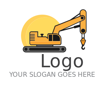 construction logo cartoon crane with hook in sun