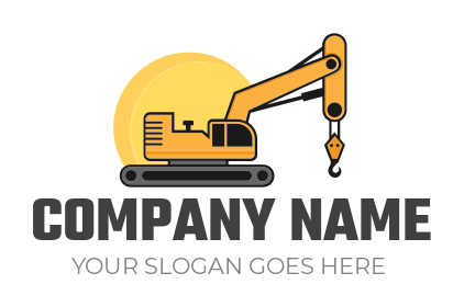 construction logo cartoon crane with hook in sun