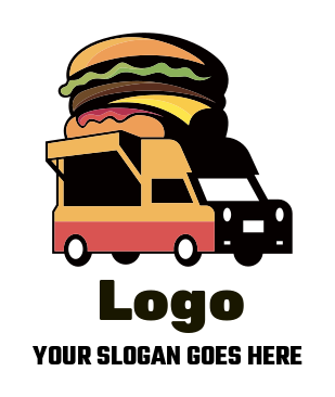 restaurant logo burger on top of food truck