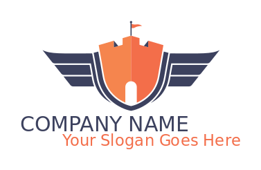 insurance logo maker castle fort with wings