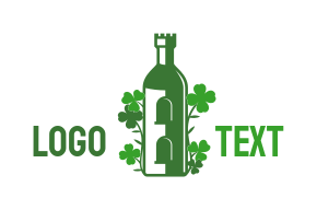 bar logo castle in alcohol bottle clover leaves
