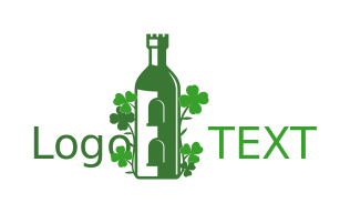 bar logo castle in alcohol bottle clover leaves