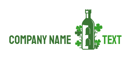 bar logo castle in alcohol bottle clover leaves