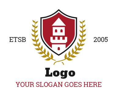 insurance logo castle in shield with wreath