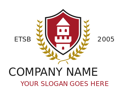 insurance logo castle in shield with wreath