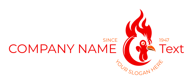 pet logo maker rooster head on fire