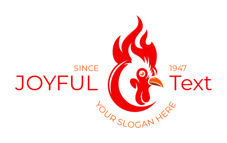 Catering logo of chicken rooster head on fire