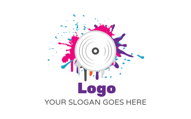 music logo template CD with drippy paint and splash - logodesign.net