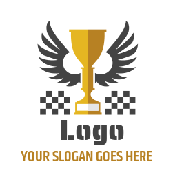sports logo championship cup with wings