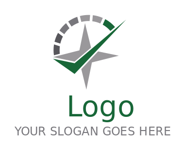 finance logo checkmark on star in circle meter