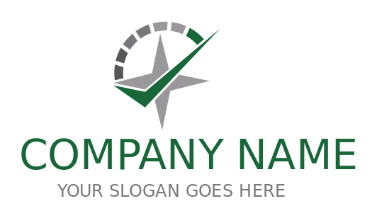 finance logo checkmark on star in circle meter