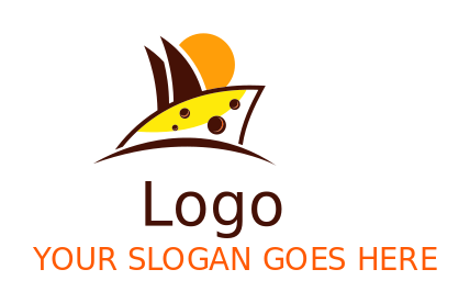 food logo sun and sails on cheese slice