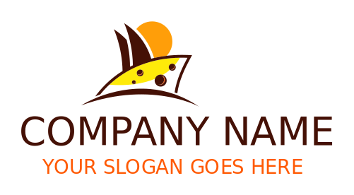 food logo sun and sails on cheese slice