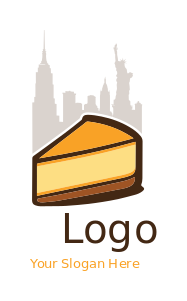 cheesecake slice in New York City skylines