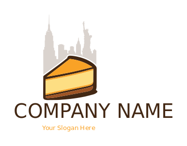 cheesecake slice in New York City skylines