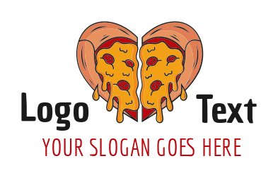 food logo icon cheesy pizza forming heart