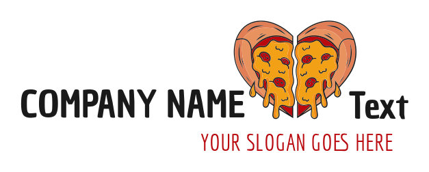 food logo icon cheesy pizza forming heart