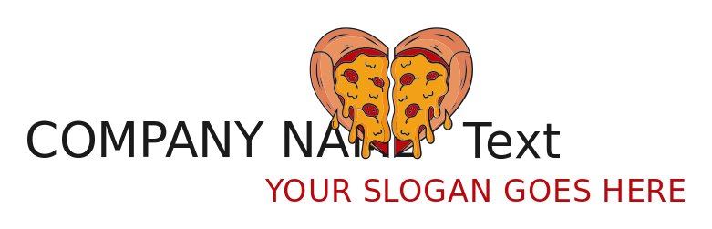 food logo icon cheesy pizza forming heart