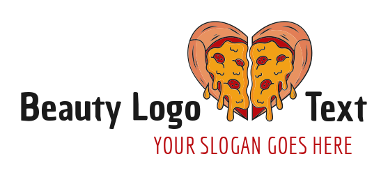 food logo icon cheesy pizza forming heart