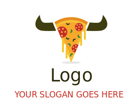 food logo maker cheesy pizza slice with horns