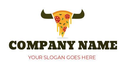 food logo maker cheesy pizza slice with horns