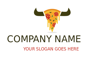 food logo maker cheesy pizza slice with horns