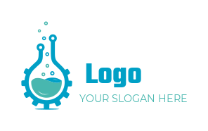 research logo online lab flask with gear