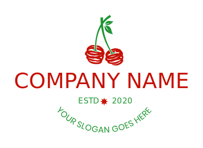 create a food logo line art cherries 