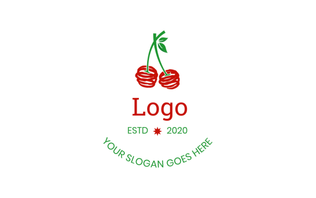 create a food logo line art cherries 