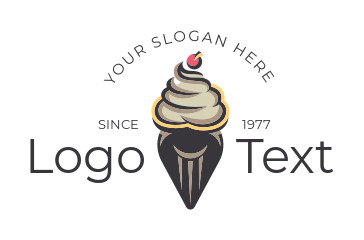 yogurt parlor logo swirls with location pin cone