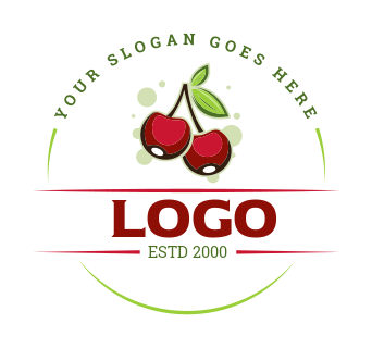 cherry fruits in circle badge