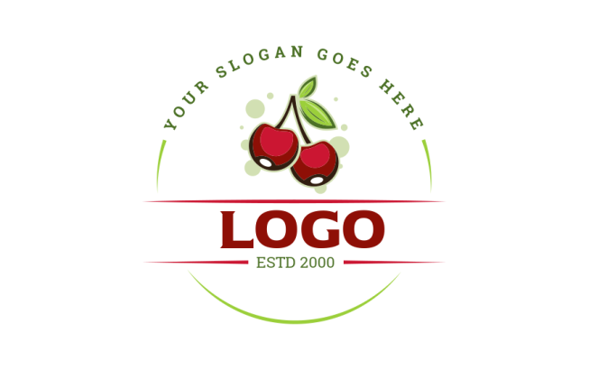 restaurant logo image cherries in circle badge