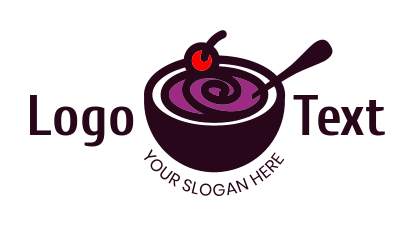 ice cream parlor logo cherry on yogurt swirls in bowl