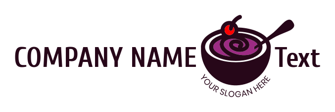 ice cream parlor logo cherry on yogurt swirls in bowl