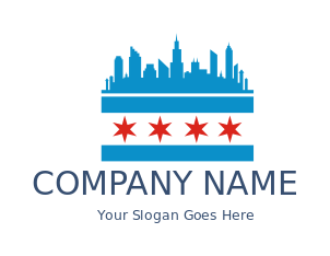 Chicago urban skyline and stars